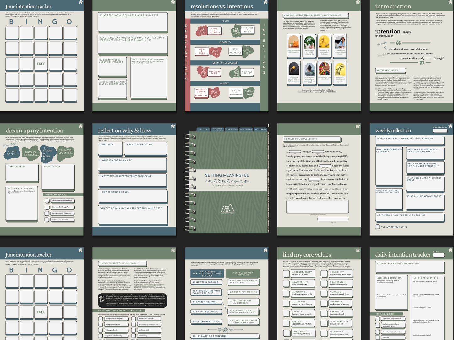 Setting Meaningful Intentions Workbook and Planner - Digital Planner Compatible with Goodnotes and Noteworthy