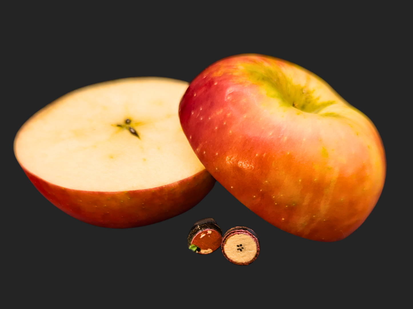 Apple Earrings in Super-Light Wood