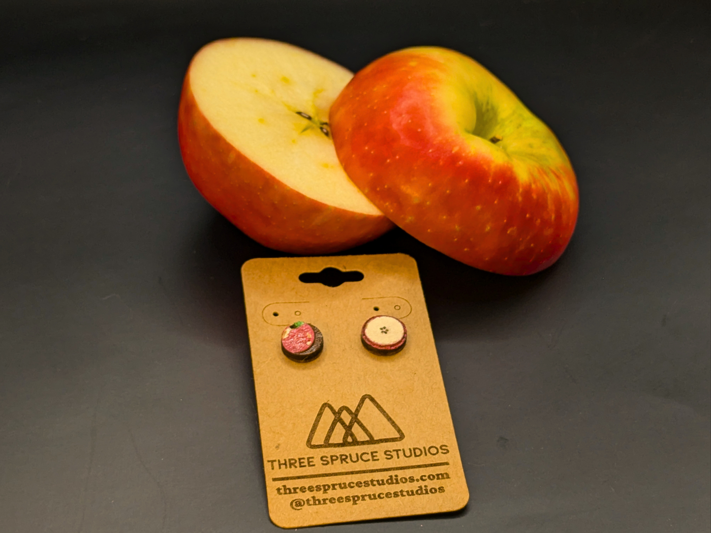Apple Earrings in Super-Light Wood