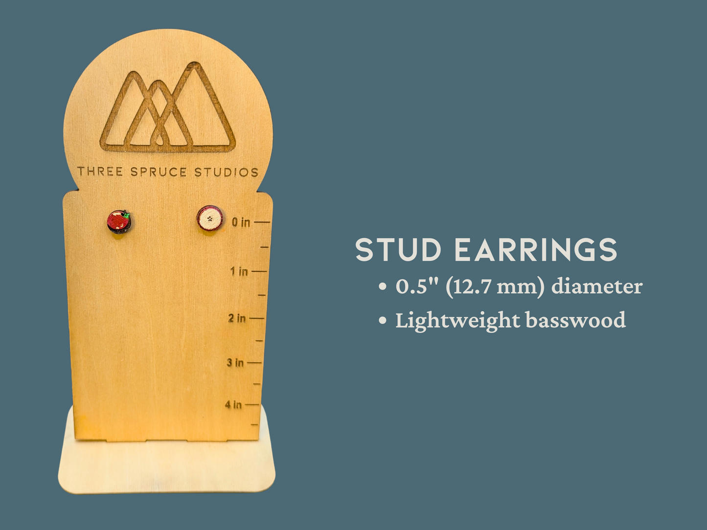 Apple Earrings in Super-Light Wood