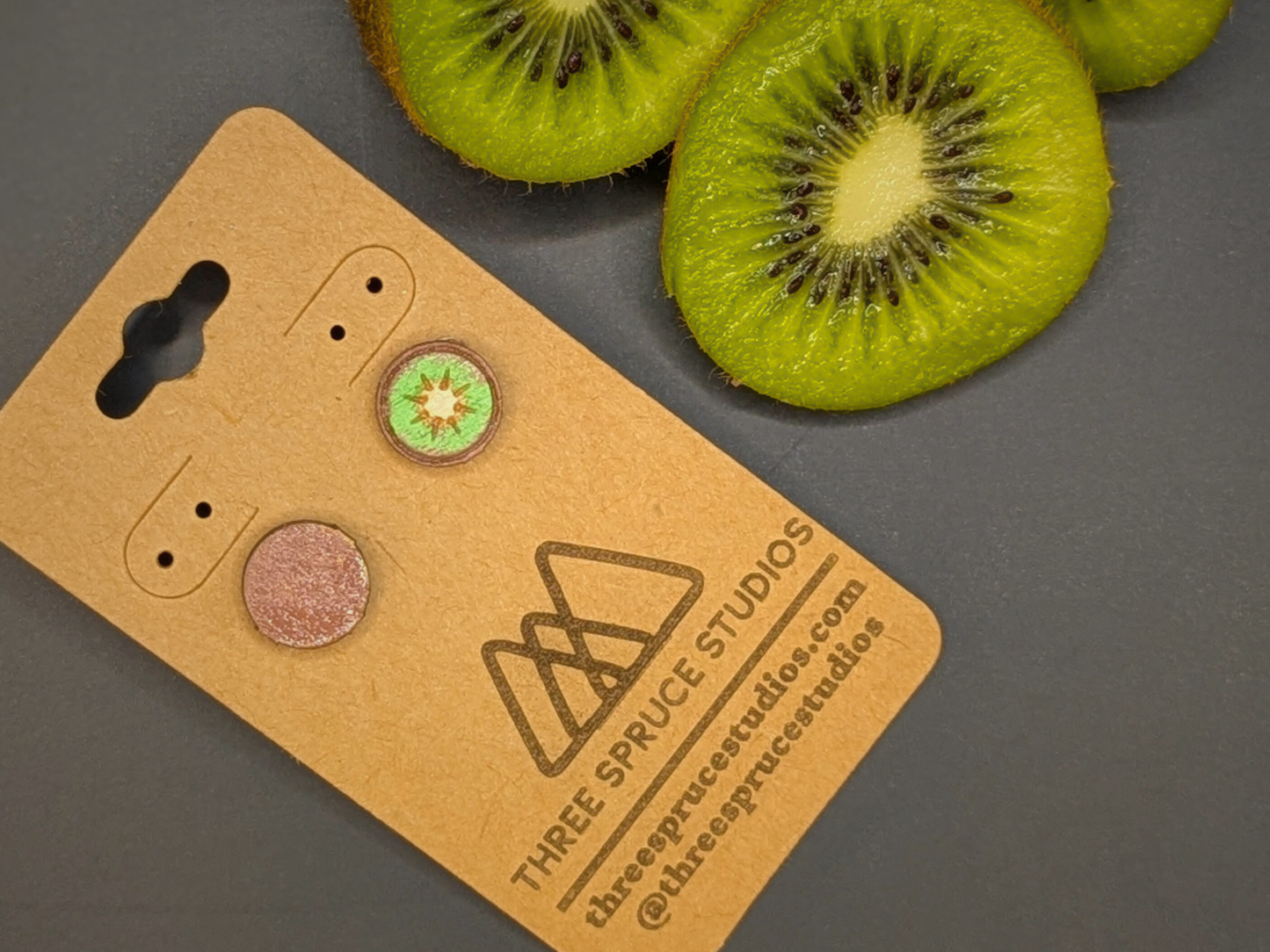 Kiwi Earrings in Super-Light Wood