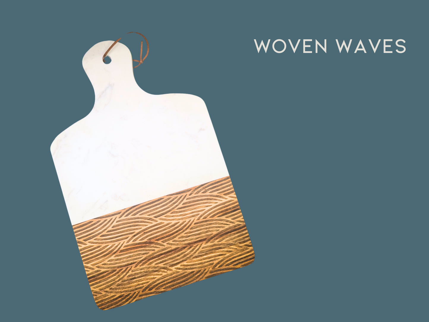 Large Marble Handled Acacia Wood and Marble Serving / Charcuterie Board