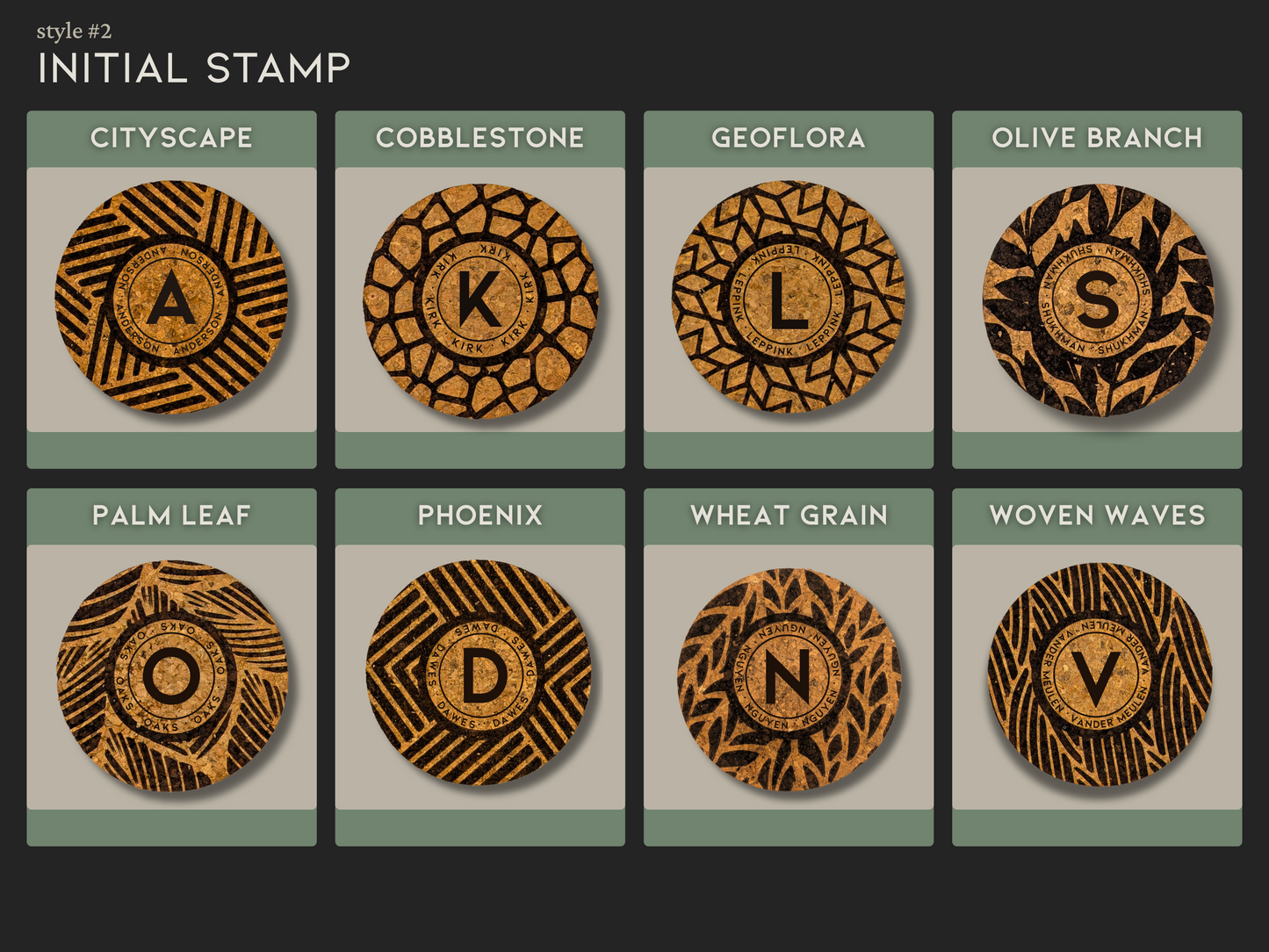 Personalized Round Cork Coasters with Name and Initial (set of 4)