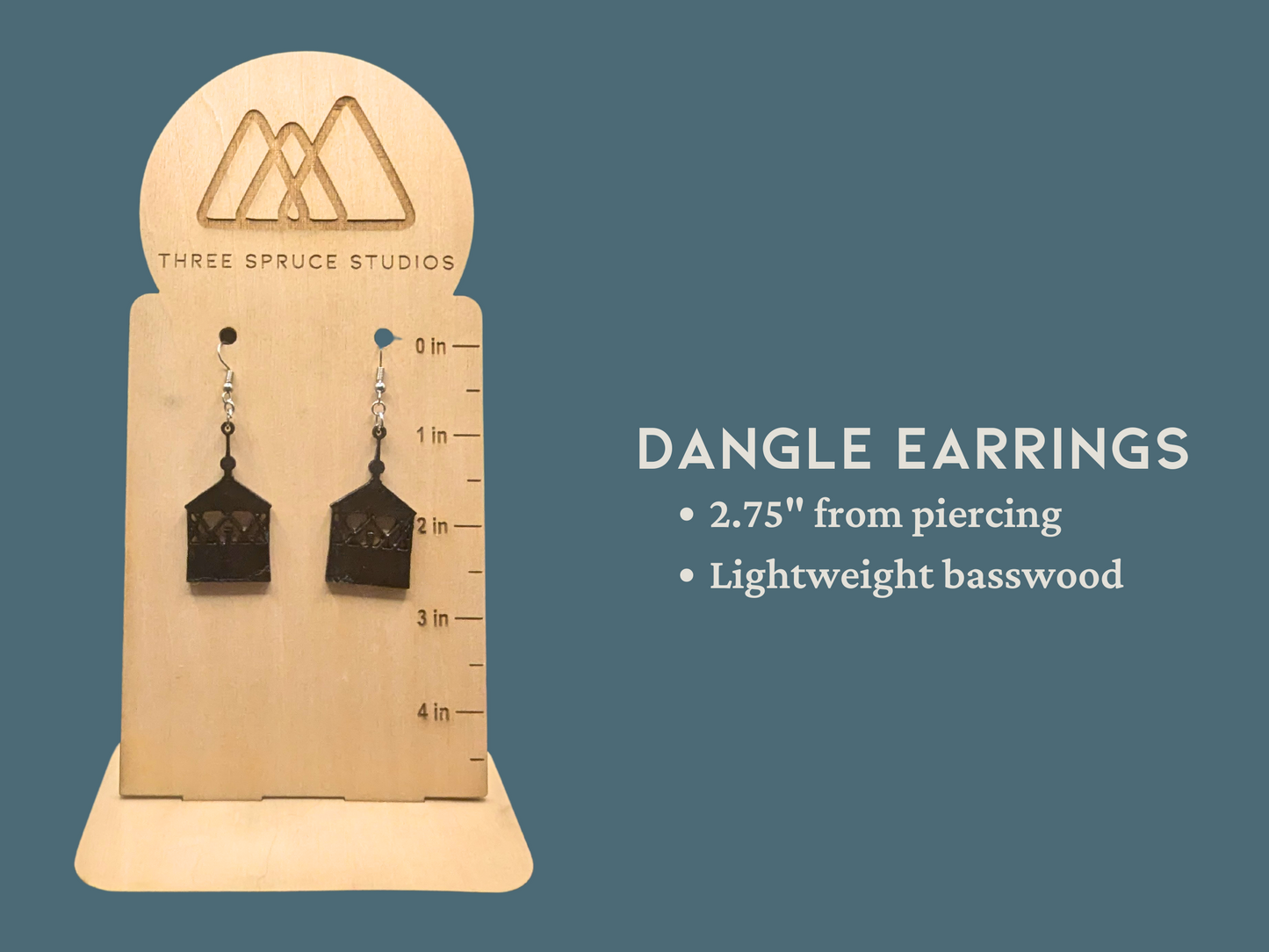 St. Joseph North Pier Lighthouse Earrings in Super-Light Wood