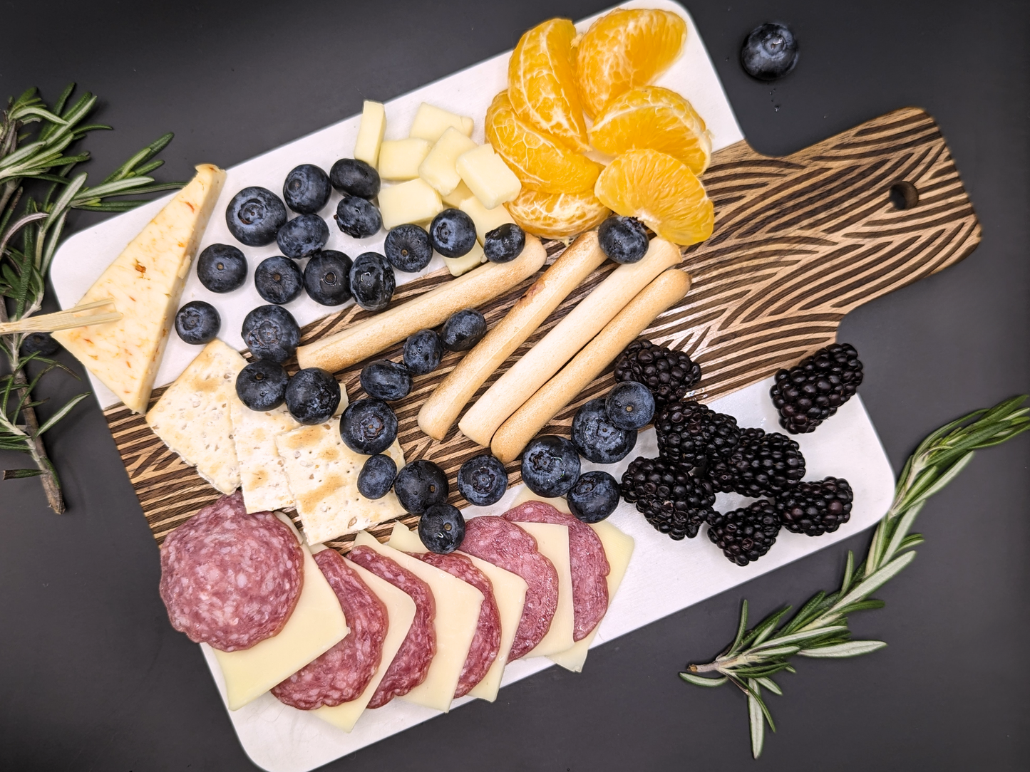 Medium Acacia Wood and Marble Serving / Charcuterie Board