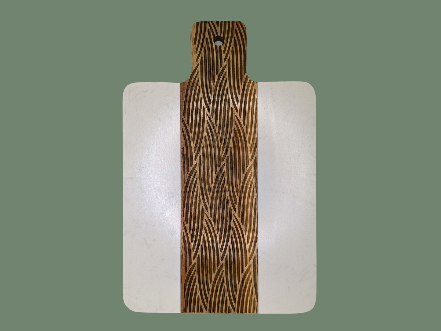Medium Acacia Wood and Marble Serving / Charcuterie Board