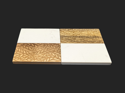 Square Acacia Wood & Marble Coasters (set of 4)