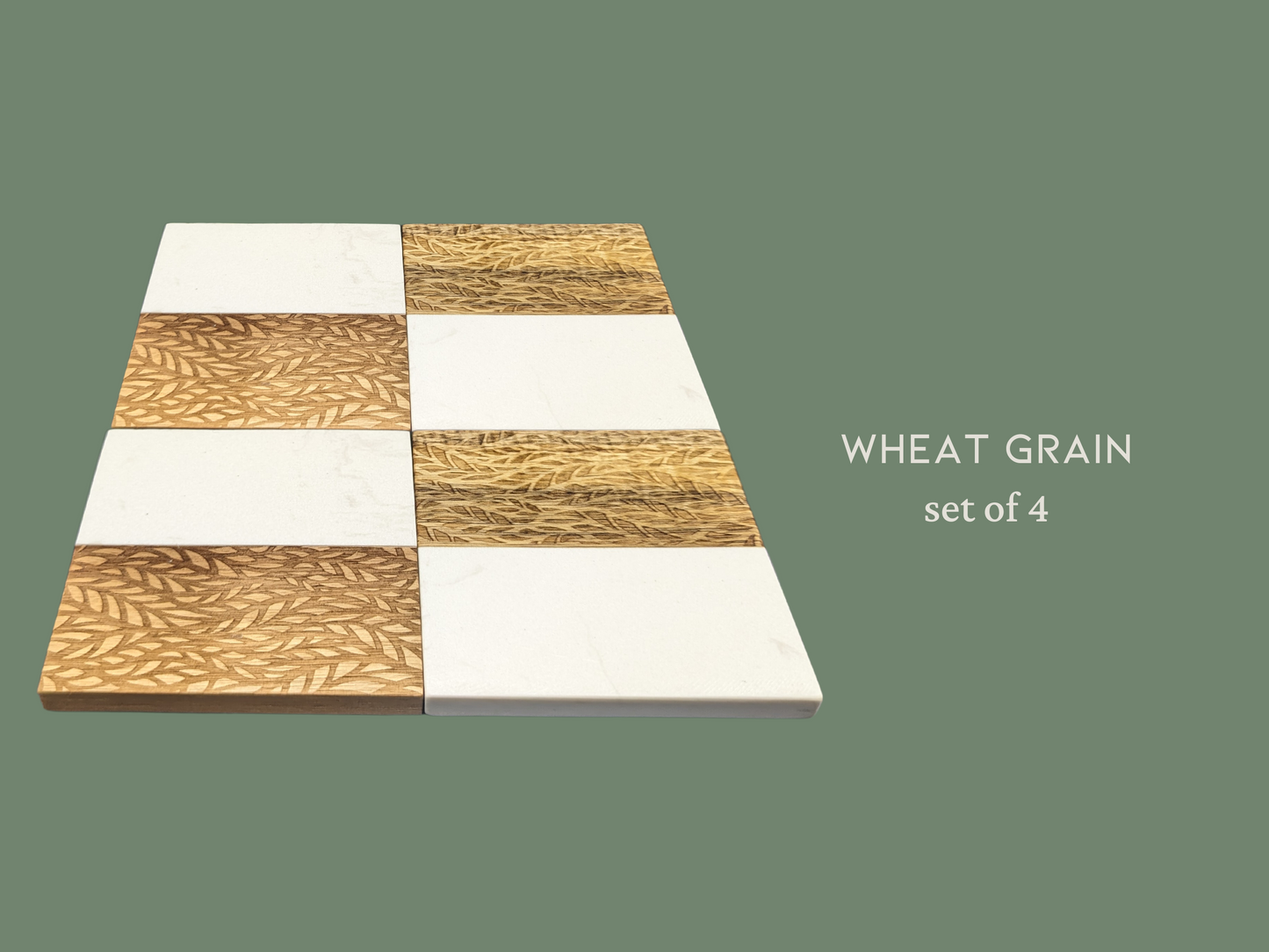 Square Acacia Wood & Marble Coasters (set of 4)