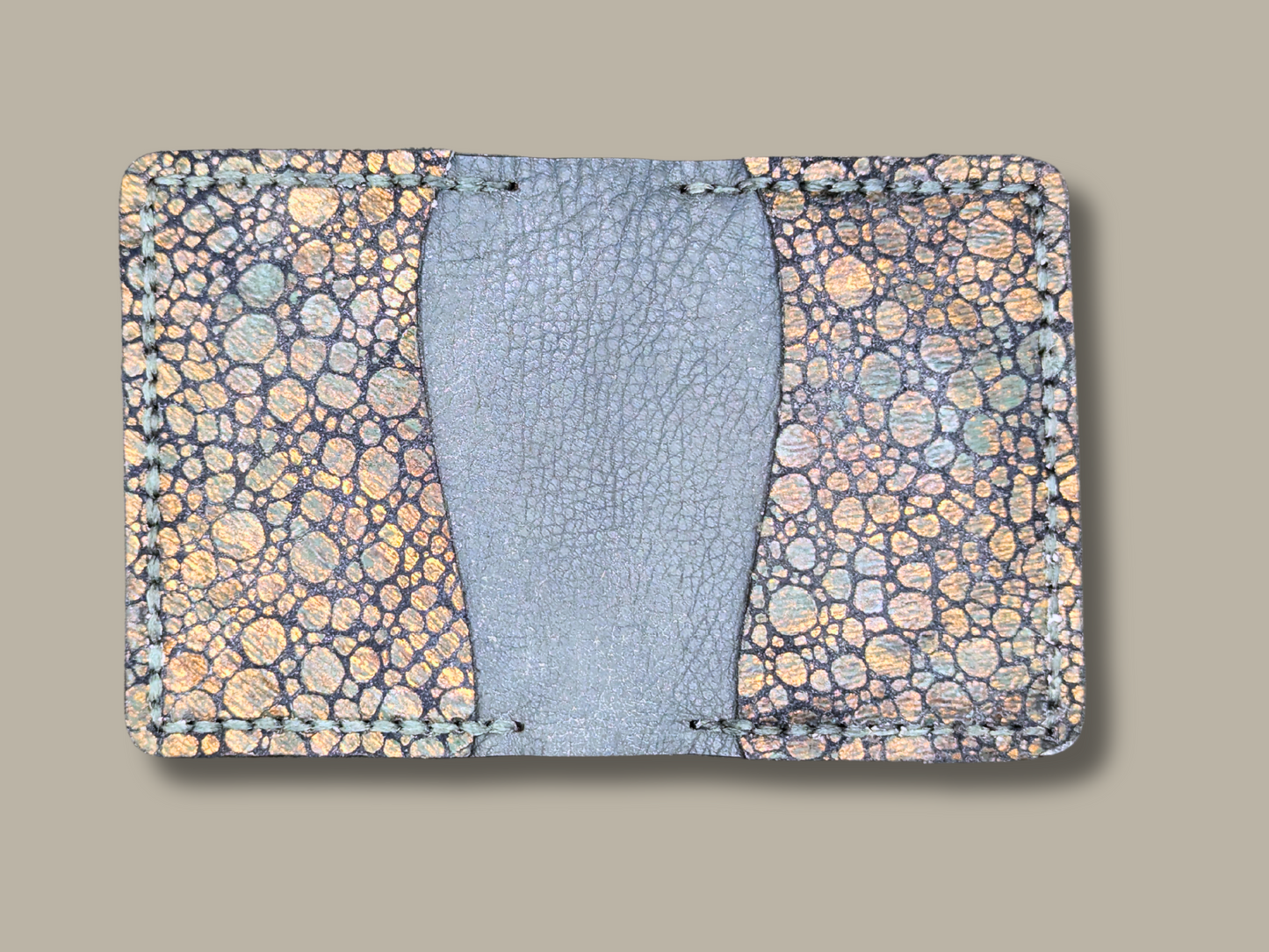 Limited Coastline Cardholder / Wallet in Reclaimed Faded Blue and River Rock Leather