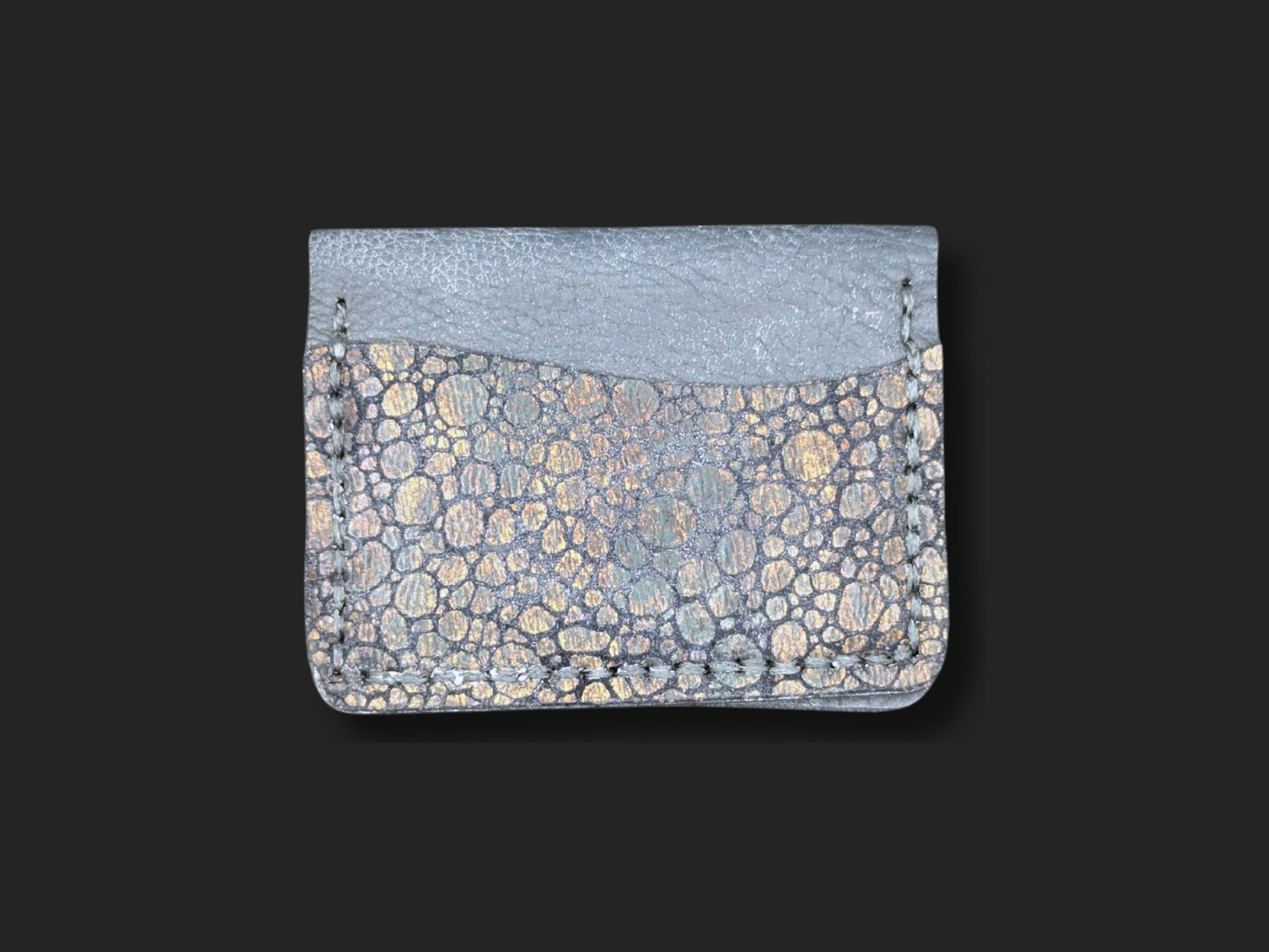 Limited Coastline Cardholder / Wallet in Reclaimed Faded Blue and River Rock Leather