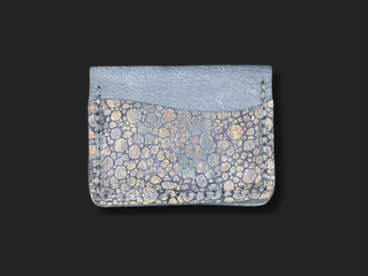 Limited Coastline Cardholder / Wallet in Reclaimed Faded Blue and River Rock Leather