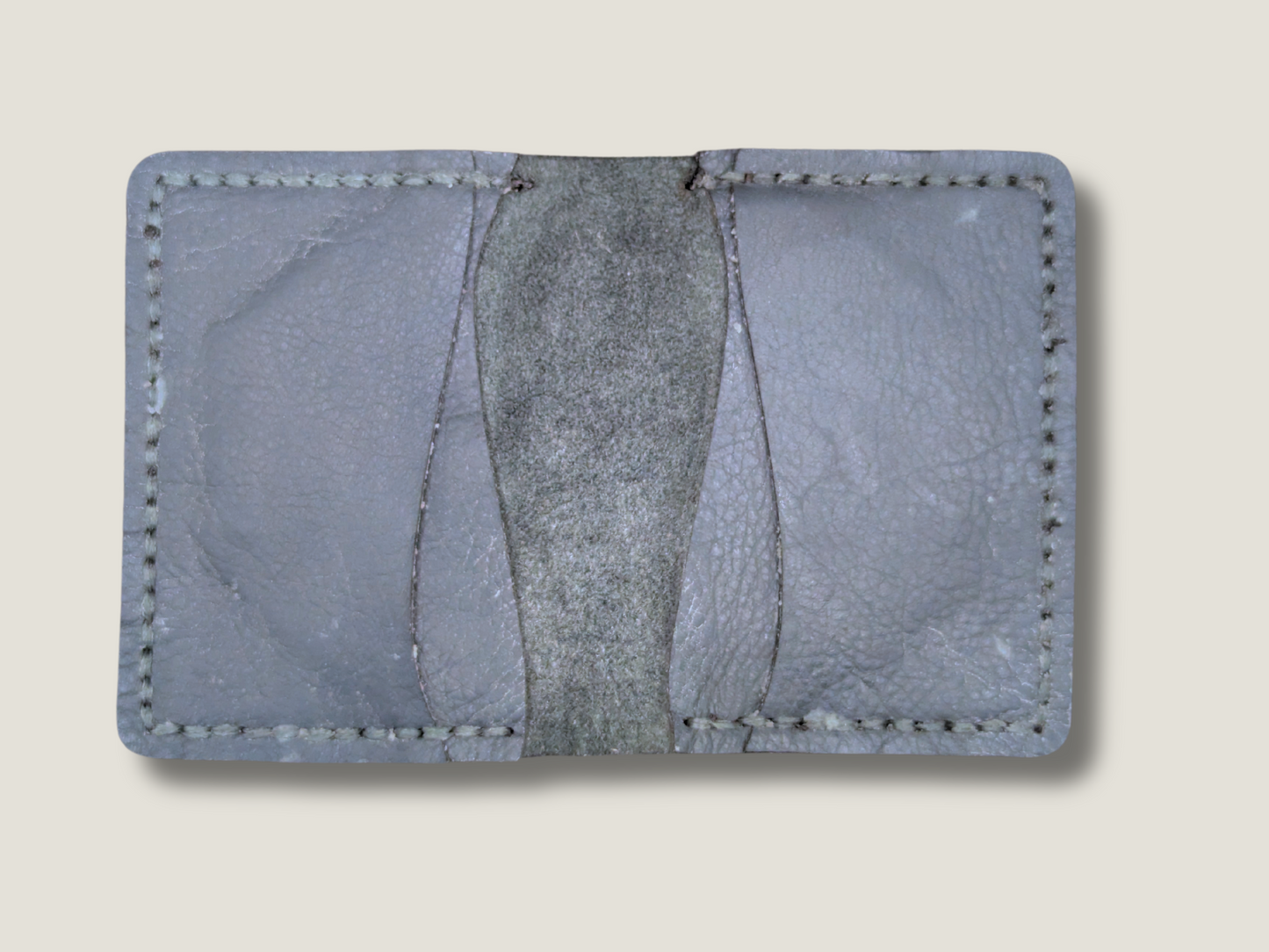 Limited Coastline Cardholder / Wallet in Reclaimed Faded Blue and River Rock Leather