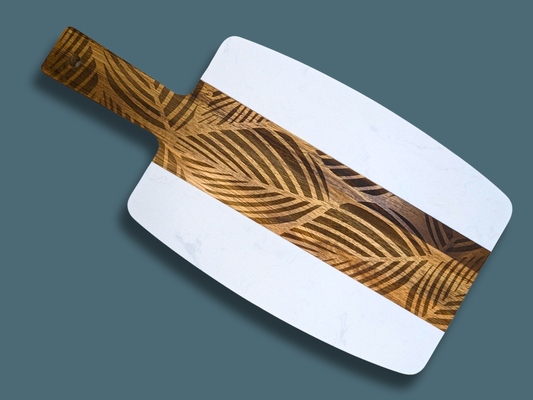 Large Acacia Wood and Marble Serving / Charcuterie Board