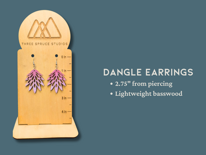 Geometric Comet Earrings in Super-Light Wood