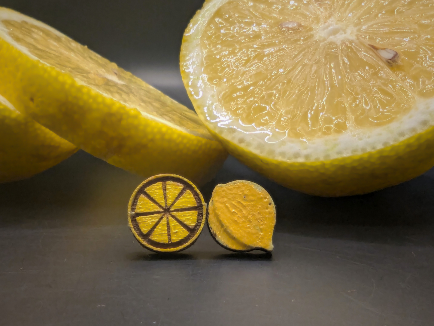 Lemon Earrings in Super-Light Wood