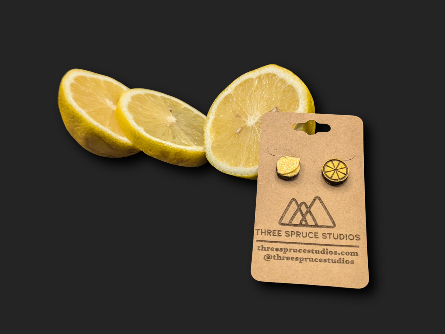 Lemon Earrings in Super-Light Wood