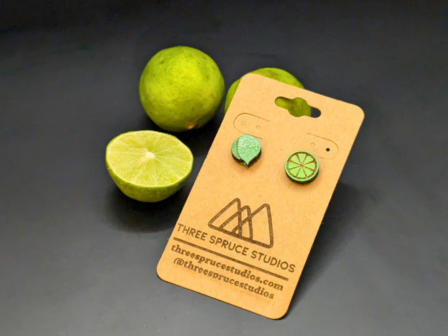 Lime Earrings in Super-Light Wood