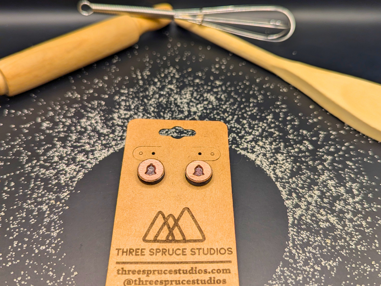 Linzer Cookie Earrings in Super-Light Wood