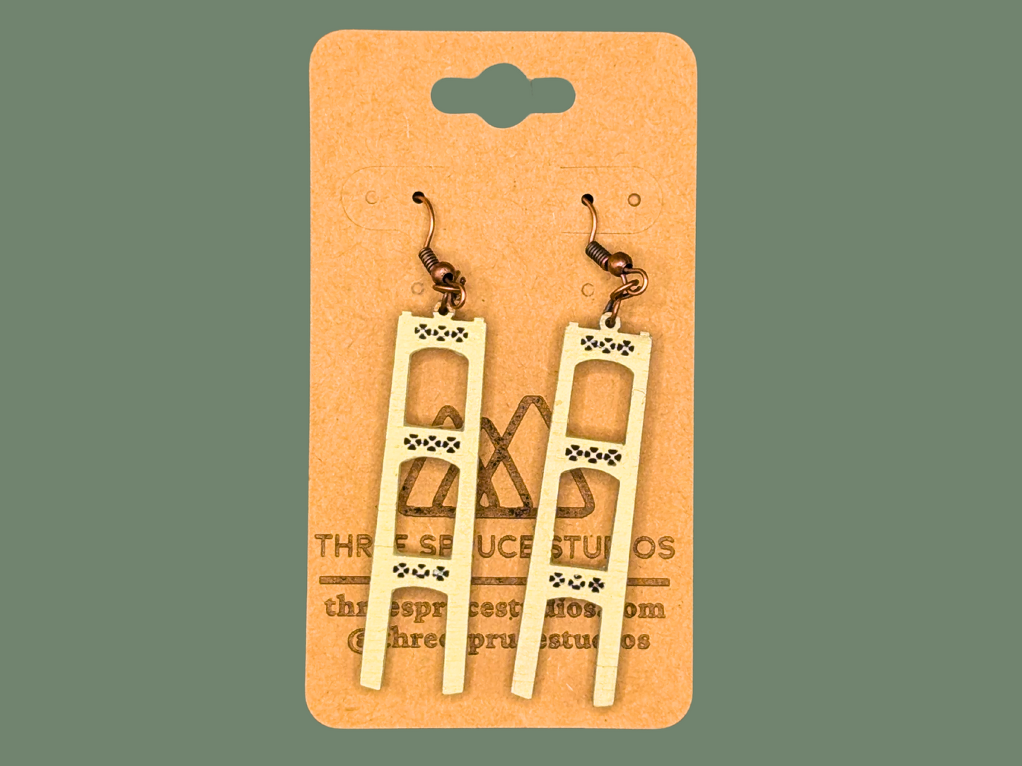 Mighty Mac Mackinac Bridge Earrings in Super-Light Wood