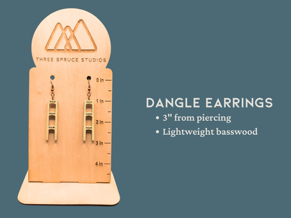 Mighty Mac Mackinac Bridge Earrings in Super-Light Wood