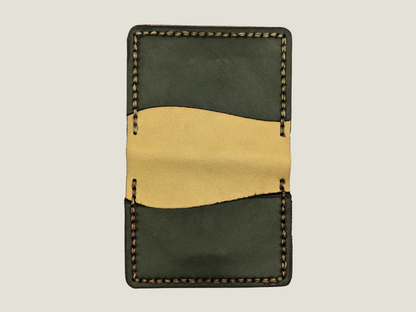 Limited Coastline Cardholder / Wallet in Reclaimed Two Tone Moss and French Beige Leather