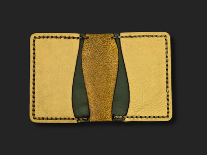 Limited Coastline Cardholder / Wallet in Reclaimed Two Tone Moss and French Beige Leather