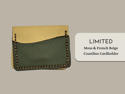 Limited Coastline Cardholder / Wallet in Reclaimed Two Tone Moss and French Beige Leather