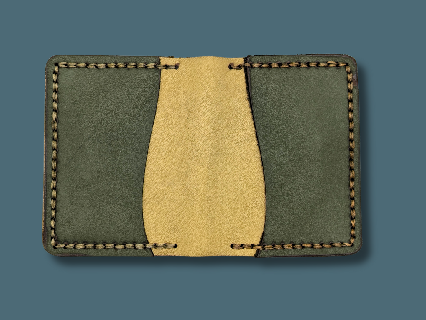 Limited Coastline Cardholder / Wallet in Reclaimed Two Tone Moss and French Beige Leather