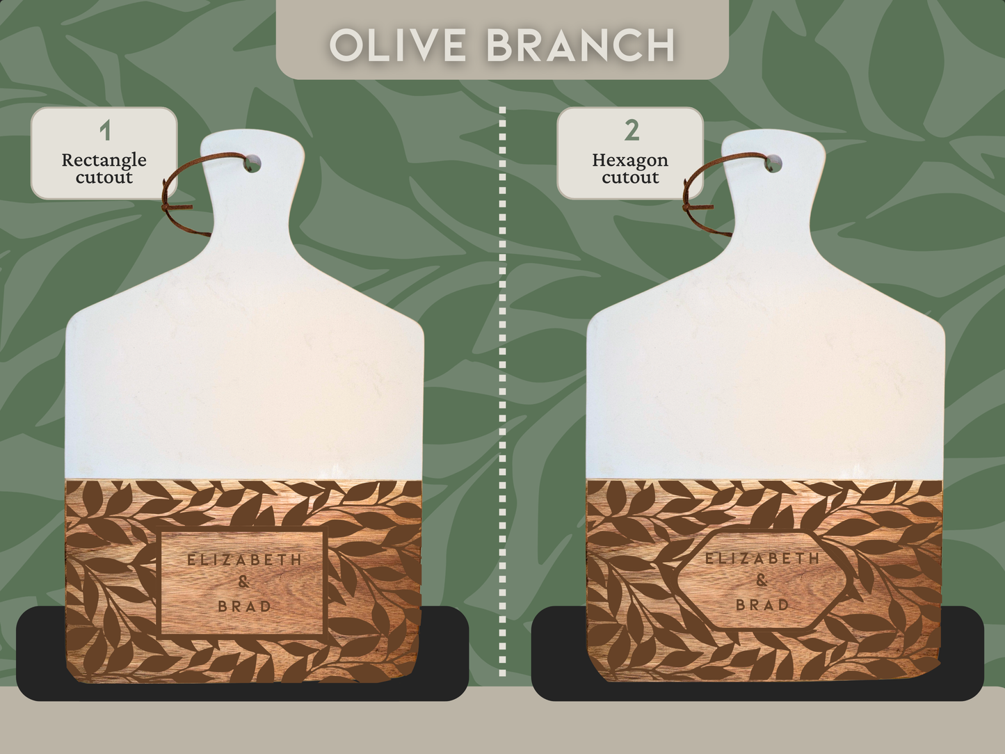 Personalized with Couple's Names - Marble Handled Acacia Wood Serving / Charcuterie Board