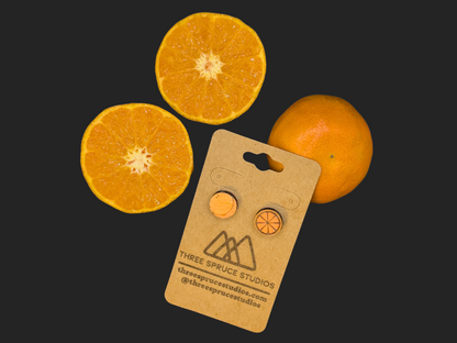 Orange Earrings in Super-Light Wood