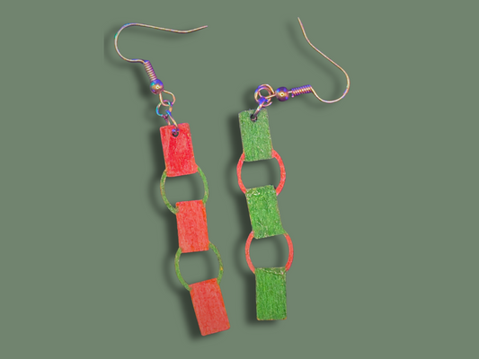 Nostalgic Paper Chain Earrings in Super-Light Wood