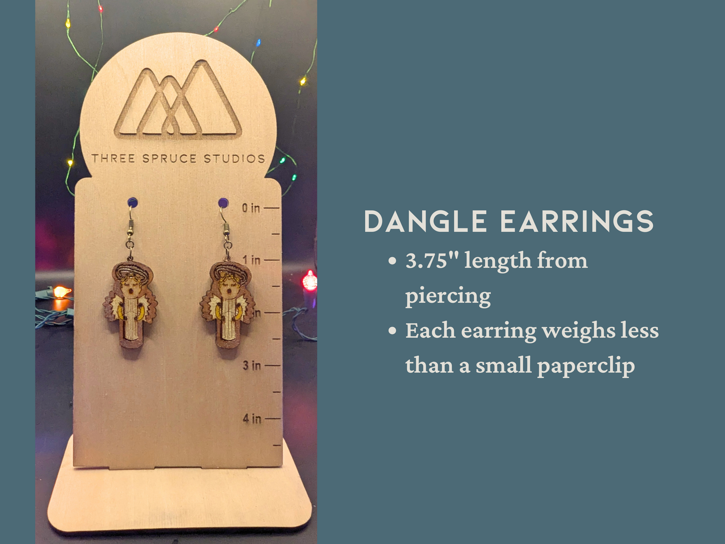 Nostalgic Pasta Angel Earrings in Super-Light Wood