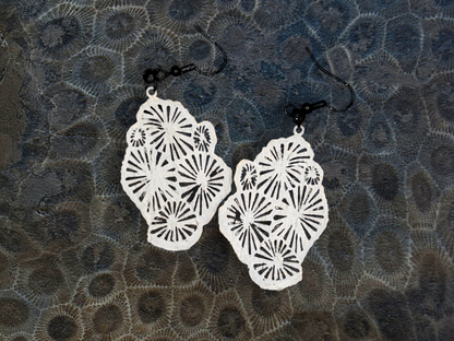 Petoskey Stone Earrings in Super-Light Wood