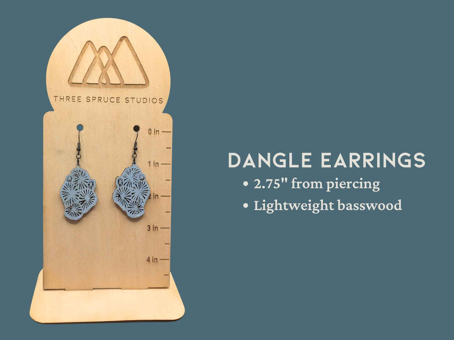 Petoskey Stone Earrings in Super-Light Wood