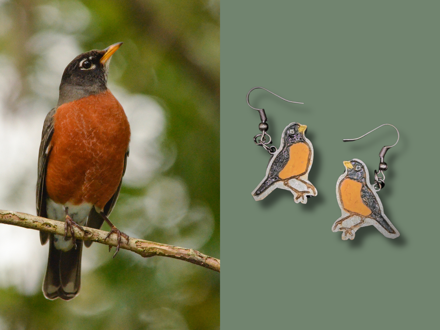 Robin Earrings in Super-Light Wood