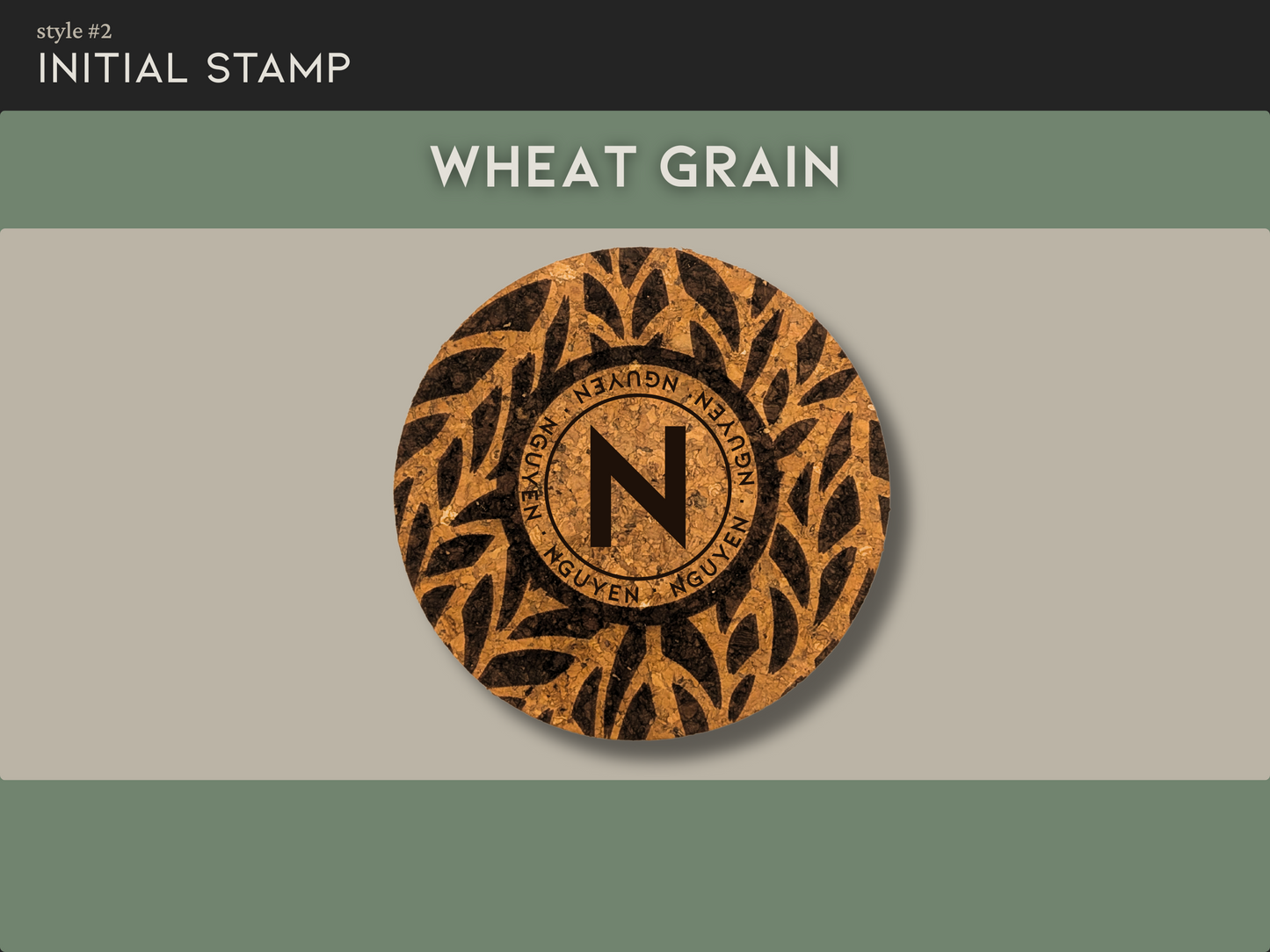 Personalized Round Cork Coasters with Name and Initial (set of 4)
