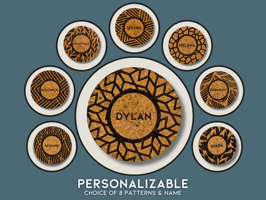 Personalized Round Cork Coaster with Name (Individual Coaster)