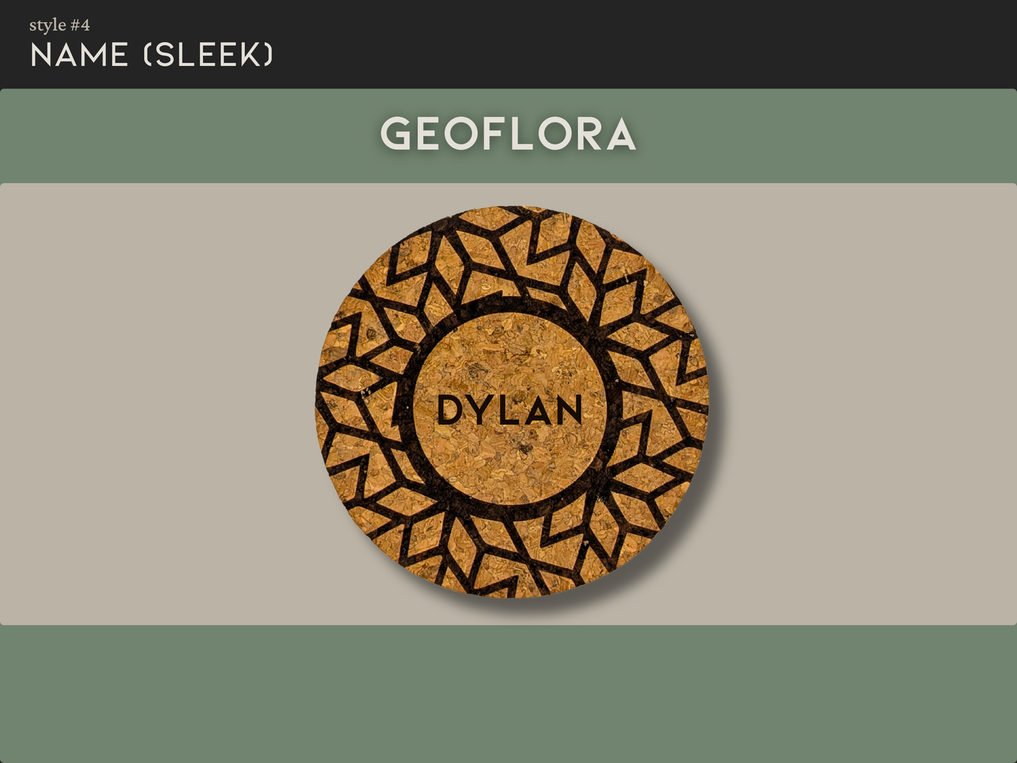 Personalized Round Cork Coaster with Name (Individual Coaster)