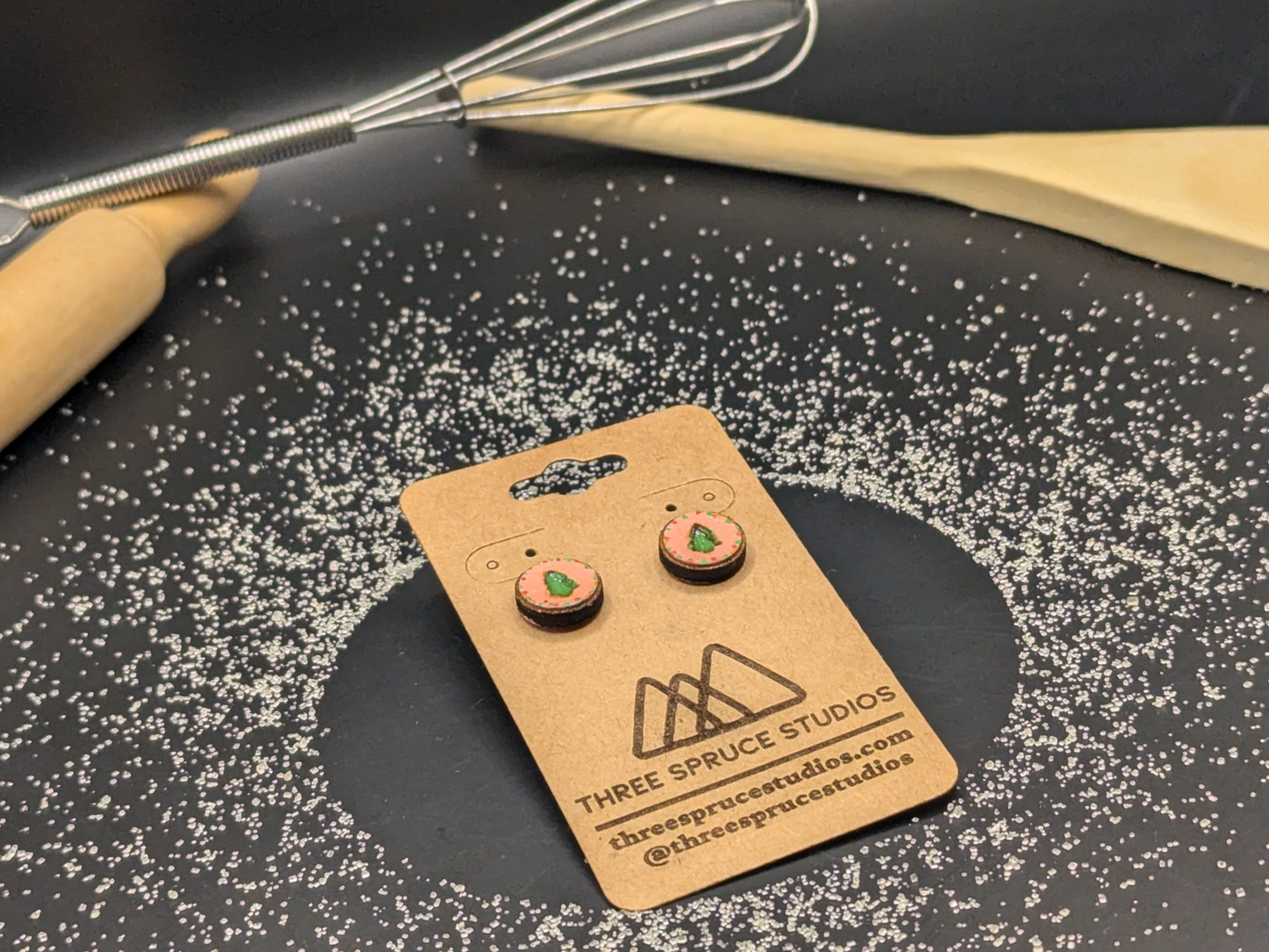 Slice and Bake Cookie Earrings in Super-Light Wood