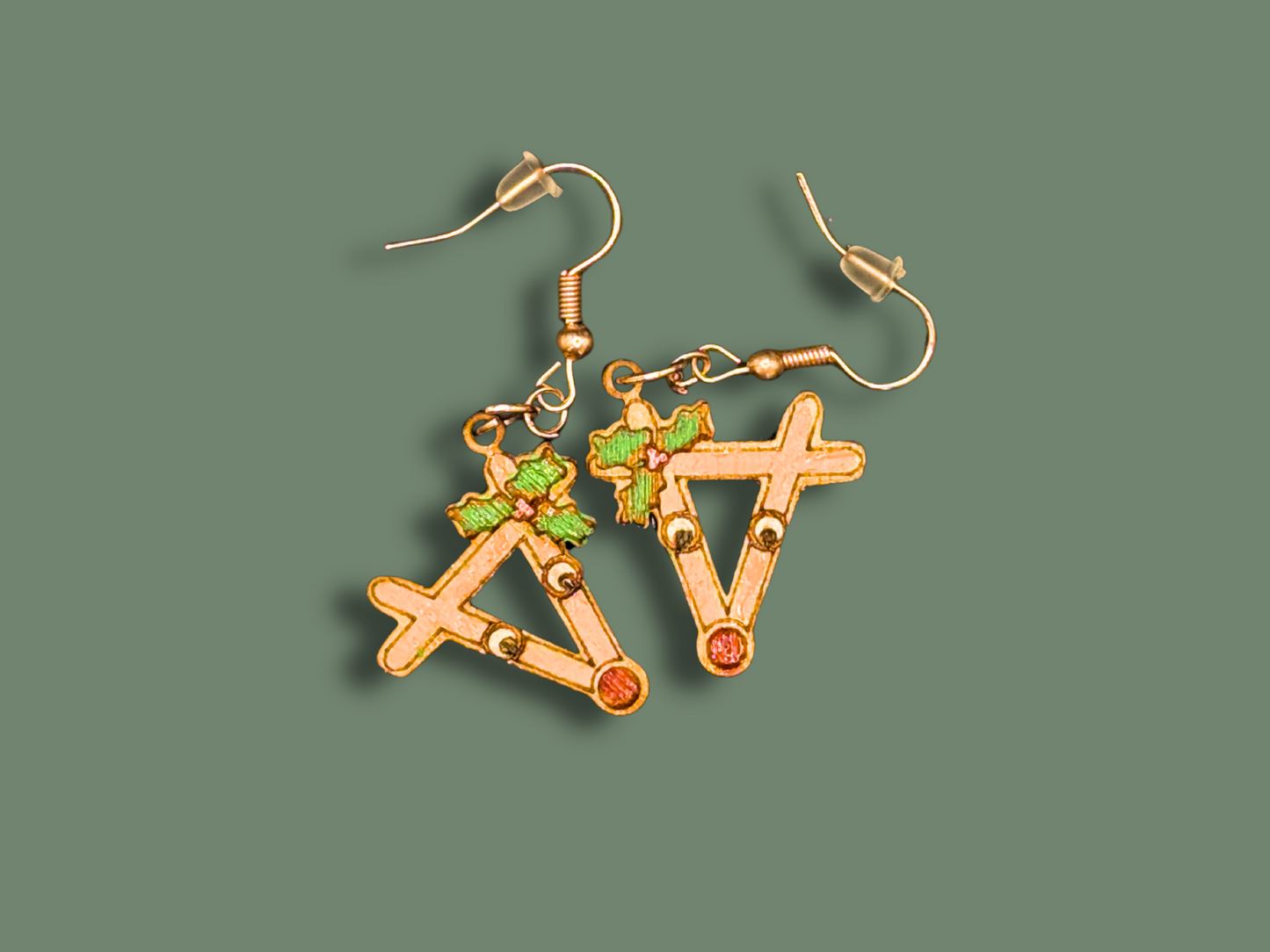 Nostalgic Popsicle Stick Reindeer Earrings in Super-Light Wood