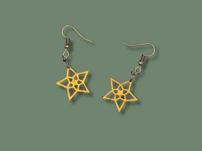 Star Earrings in Super-Light Wood