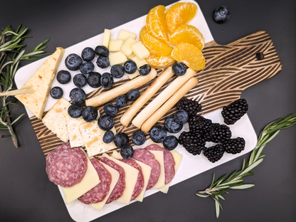 Medium Acacia Wood and Marble Serving / Charcuterie Board